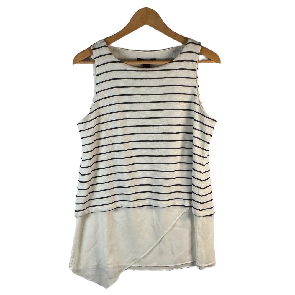 White House Black Market Women's Medium Striped Layered‎ Sleeveless Top